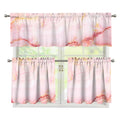 Pink Marble Print 3 Piece Kitchen Curtains