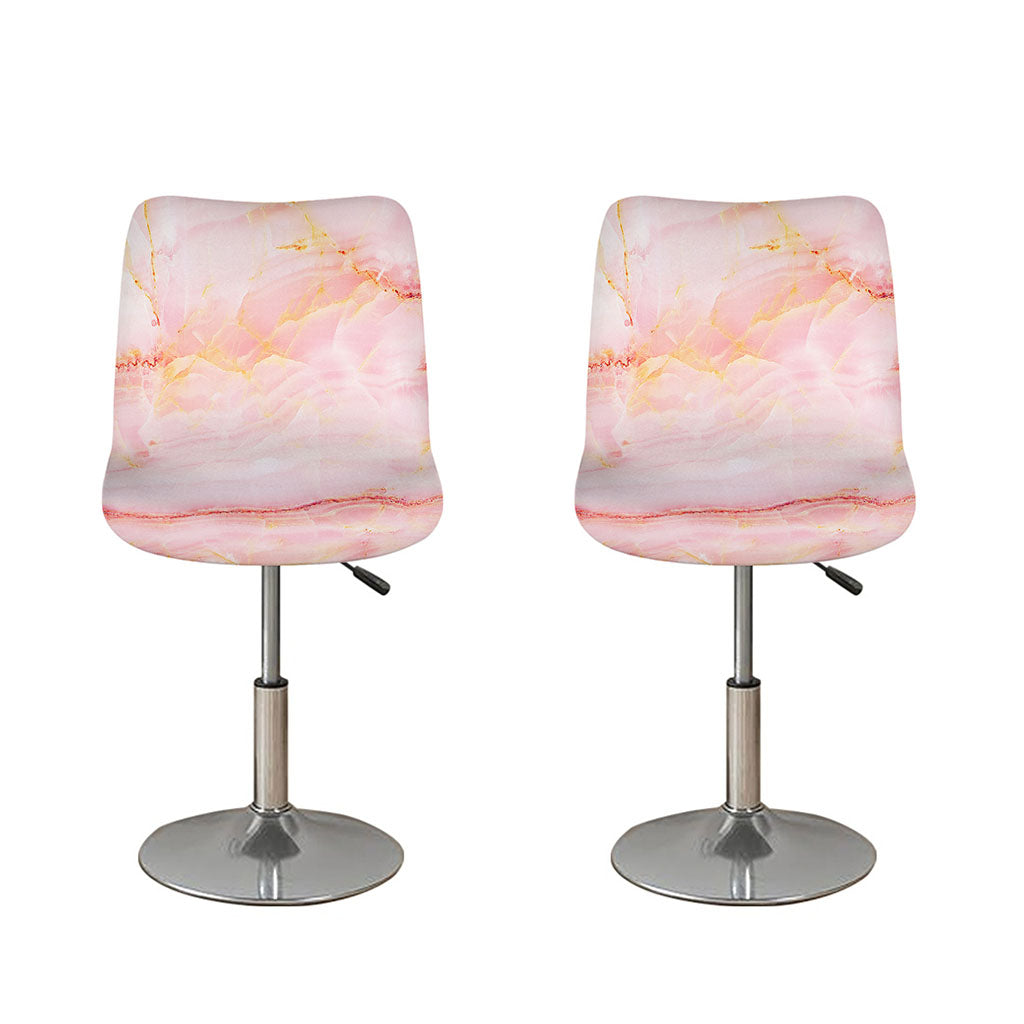 Pink Marble Print Bar Stool Covers