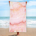 Pink Marble Print Beach Towel