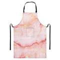 Pink Marble Print Bib Apron With Pocket