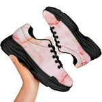 Pink Marble Print Black Chunky Shoes
