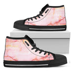 Pink Marble Print Black High Top Sneakers
