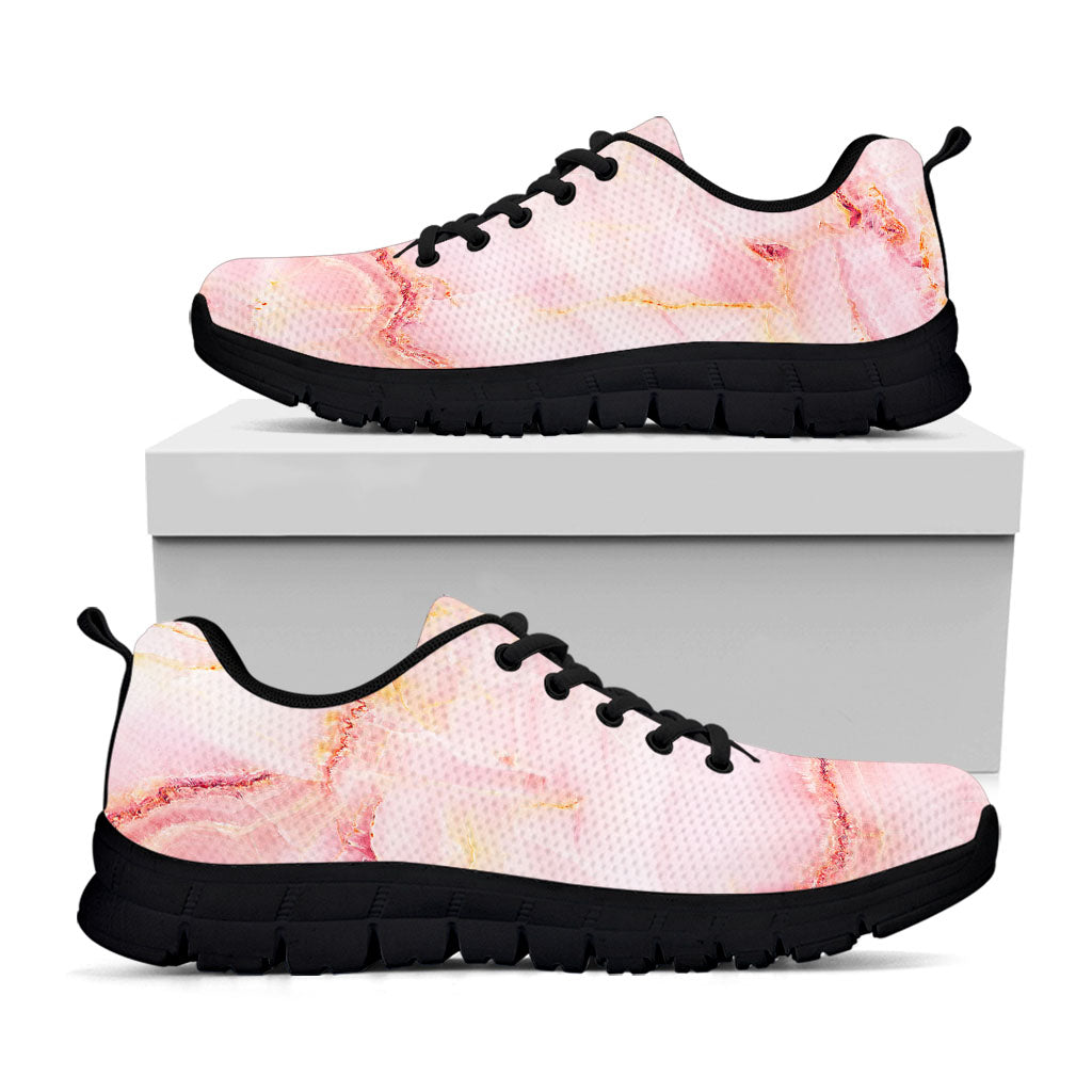 Pink Marble Print Black Running Shoes