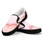 Pink Marble Print Black Slip On Sneakers