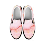 Pink Marble Print Black Slip On Sneakers