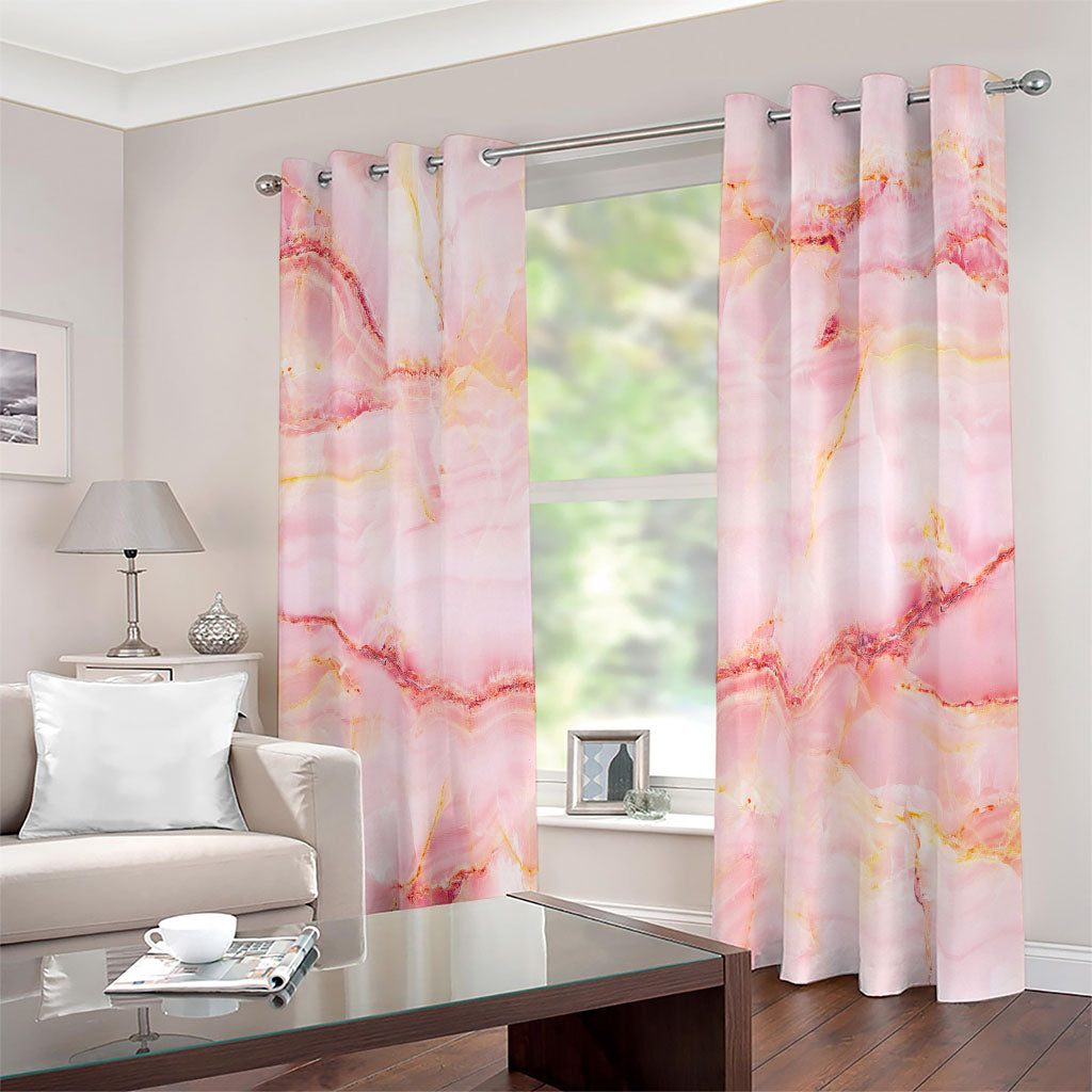 Pink Marble Print Blackout Grommet Curtains
