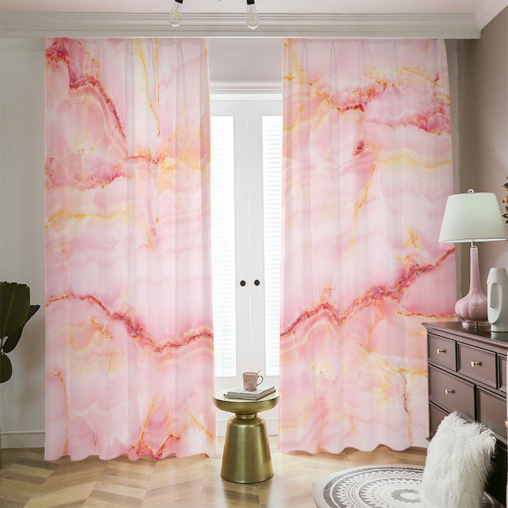Pink Marble Print Blackout Pencil Pleat Curtains
