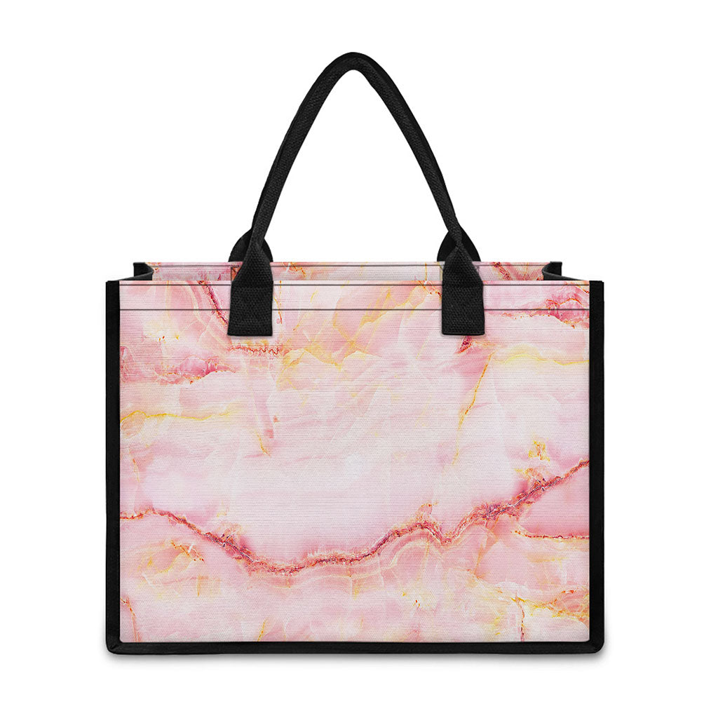 Pink Marble Print Canvas Tote Bag