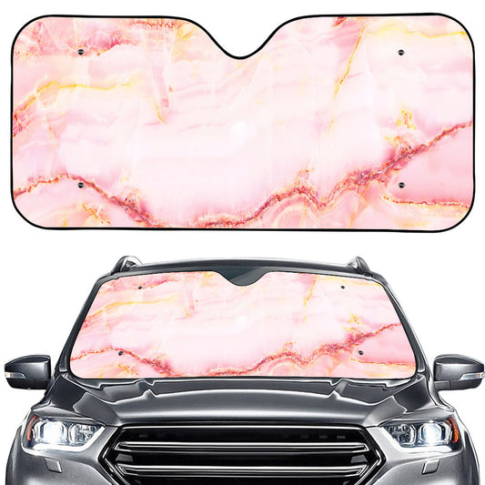 Pink Marble Print Car Windshield Sun Shade