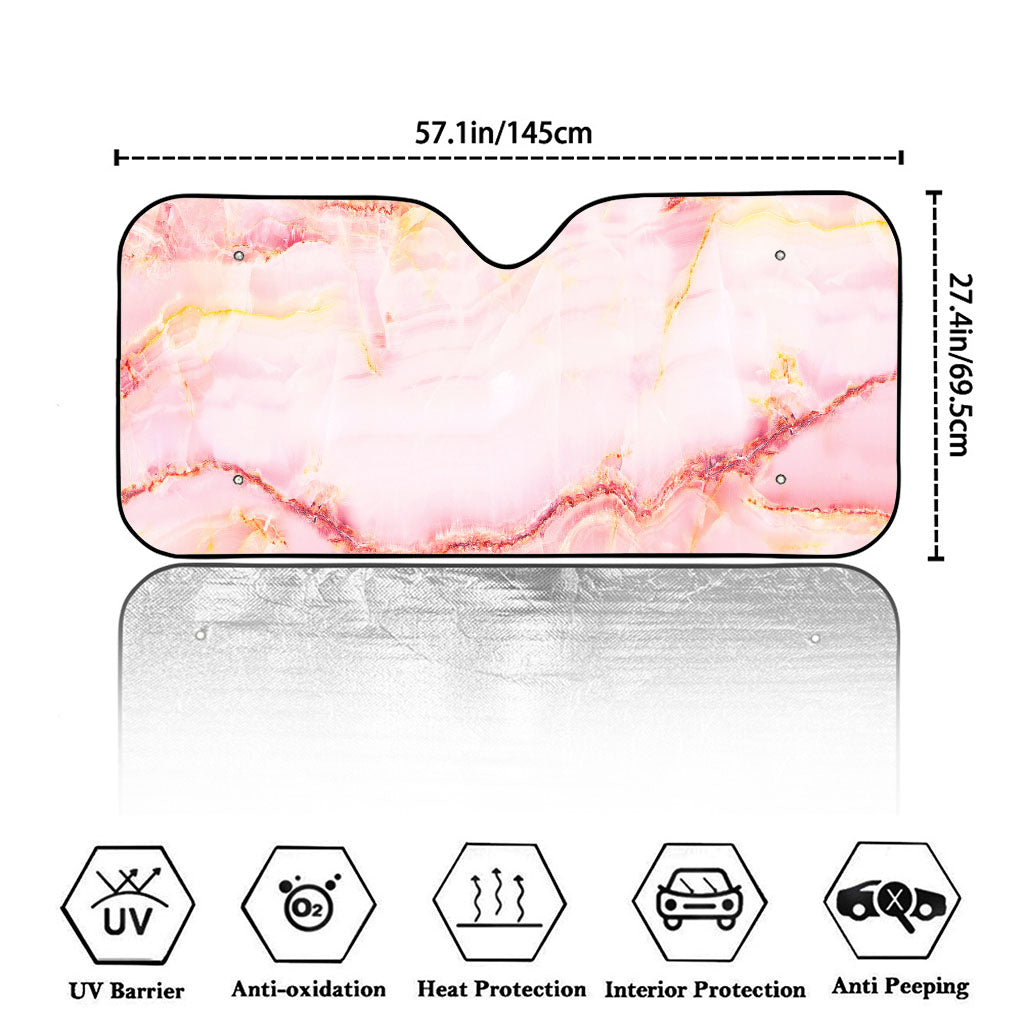 Pink Marble Print Car Windshield Sun Shade