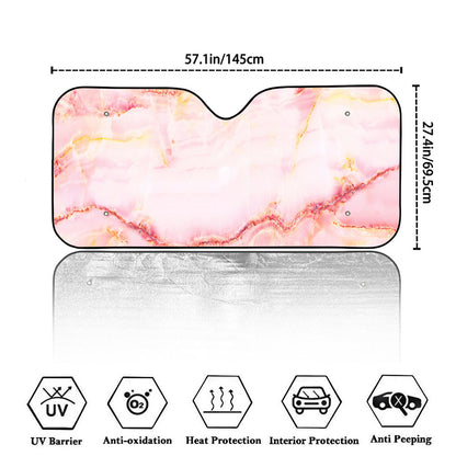 Pink Marble Print Car Windshield Sun Shade