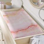 Pink Marble Print Changing Pad Cover