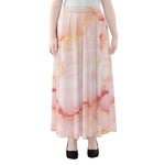 Pink Marble Print Chiffon Maxi Skirt