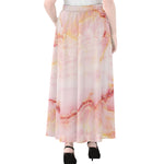 Pink Marble Print Chiffon Maxi Skirt