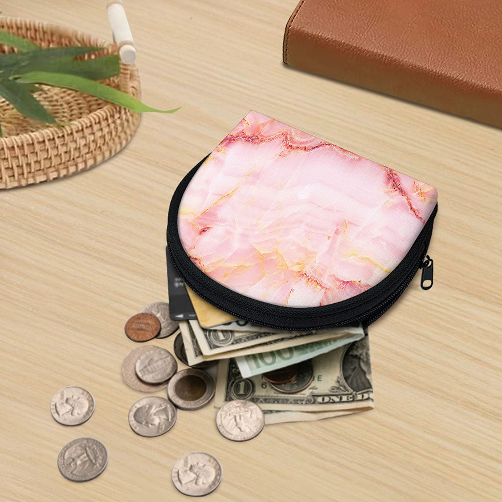 Pink Marble Print Coin Purse