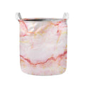 Pink Marble Print Collapsible Laundry Basket