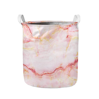 Pink Marble Print Collapsible Laundry Basket