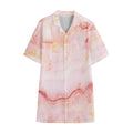 Pink Marble Print Cotton Hawaiian Shirt