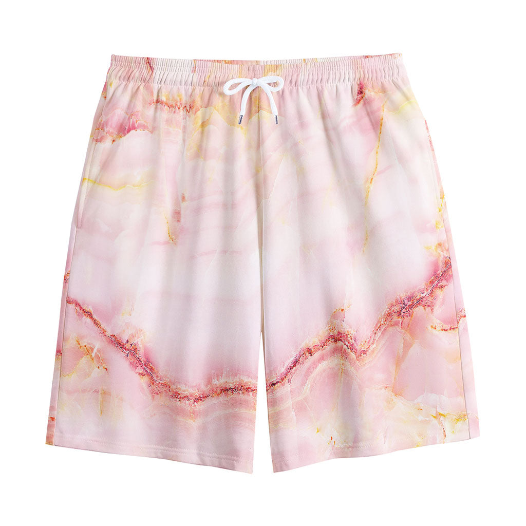 Pink Marble Print Cotton Shorts