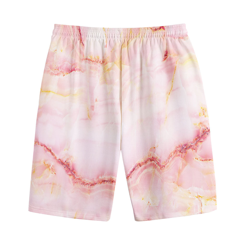 Pink Marble Print Cotton Shorts
