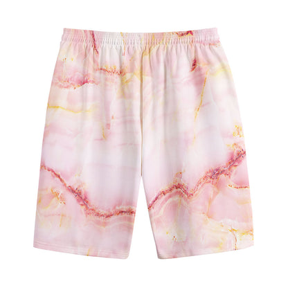Pink Marble Print Cotton Shorts