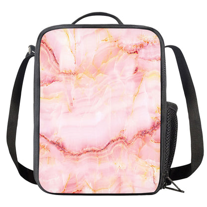 Pink Marble Print Crossbody Lunch Bag
