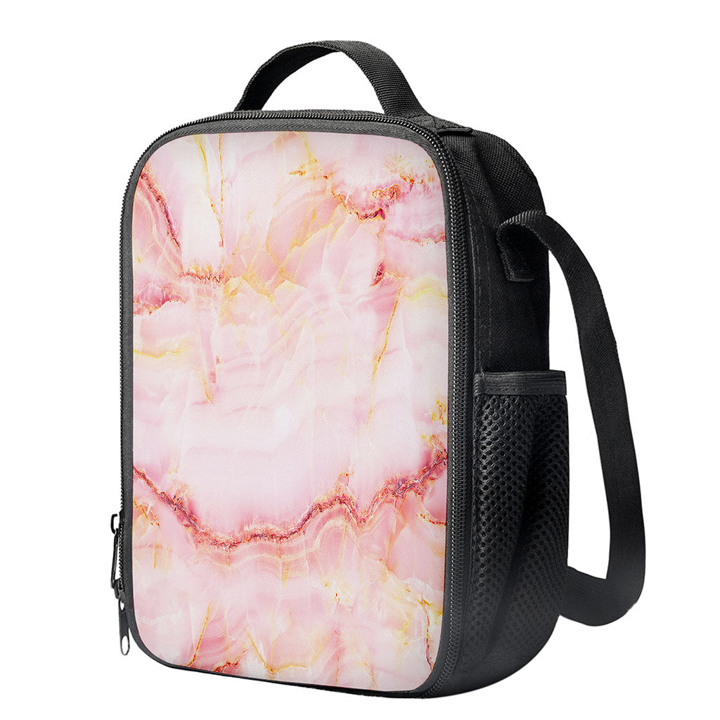 Pink Marble Print Crossbody Lunch Bag