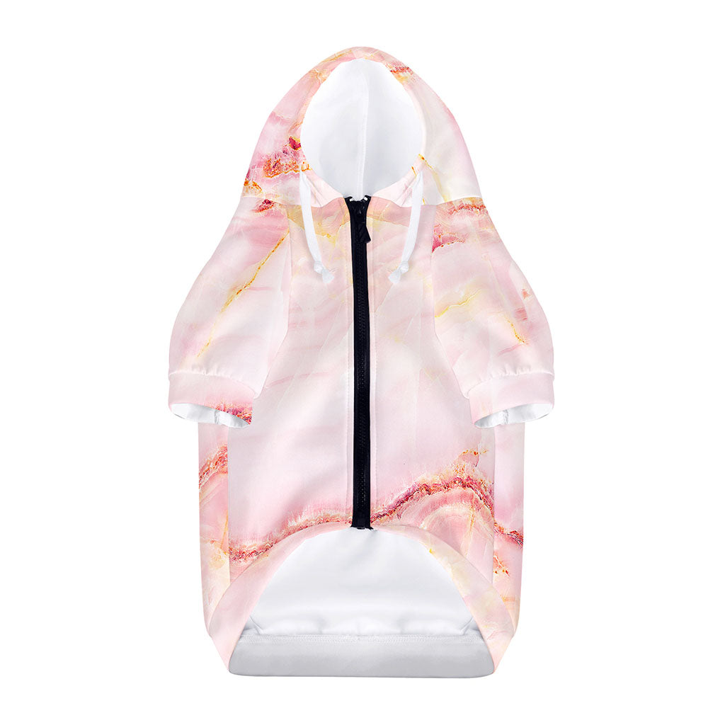 Pink Marble Print Dog Zip Up Hoodie