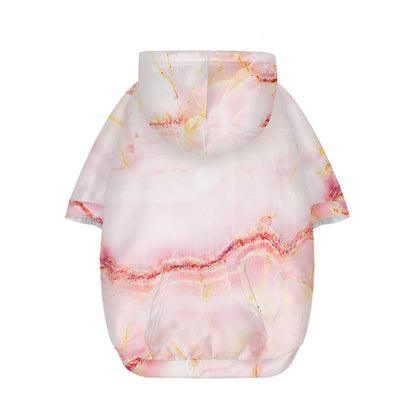 Pink Marble Print Dog Zip Up Hoodie