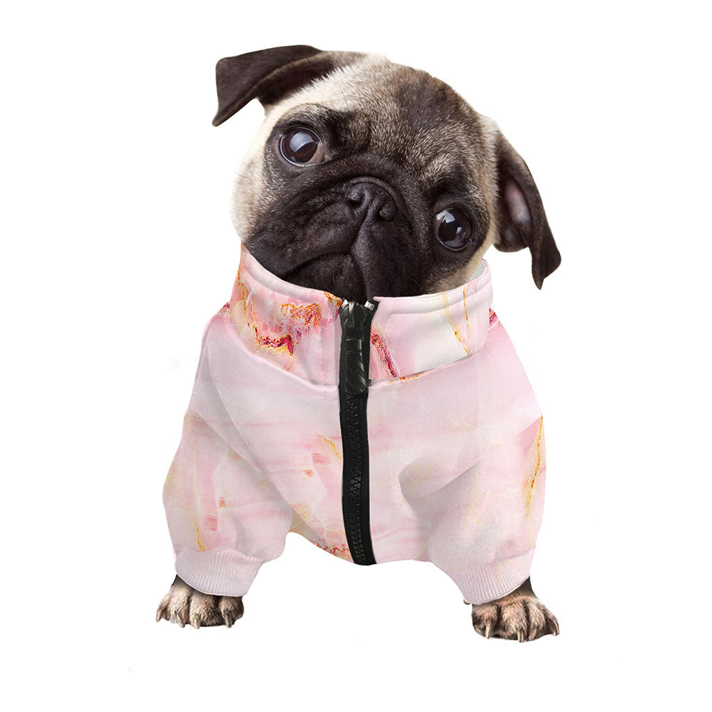 Pink Marble Print Dog Zip Up Jacket