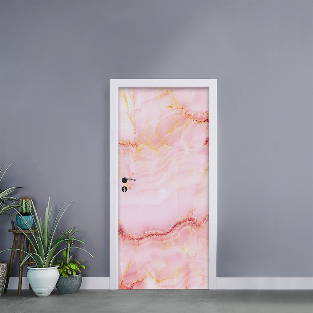 Pink Marble Print Door Sticker