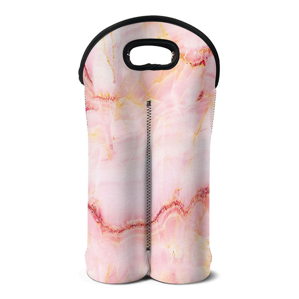 Pink Marble Print Double Neoprene Wine Tote