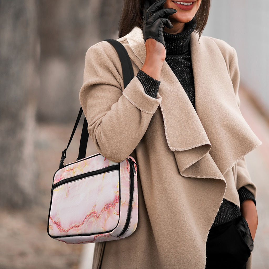 Pink Marble Print Double Strap Bible Bag