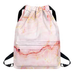 Pink Marble Print Drawstring Backpack