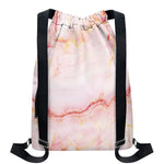 Pink Marble Print Drawstring Backpack