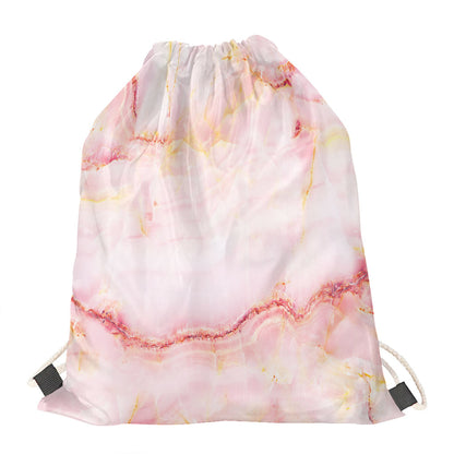 Pink Marble Print Drawstring Bag