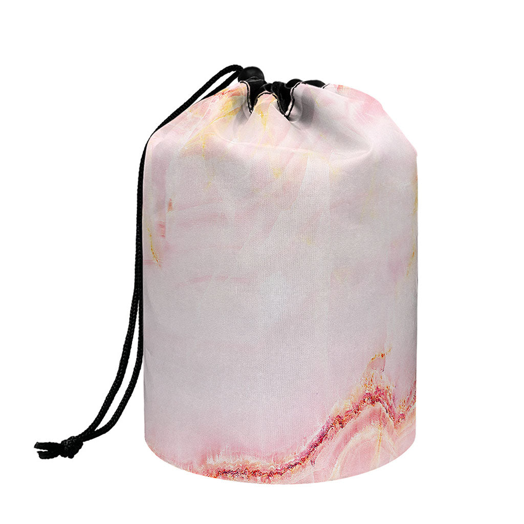 Pink Marble Print Drawstring Makeup Bag