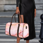 Pink Marble Print Duffle Bag