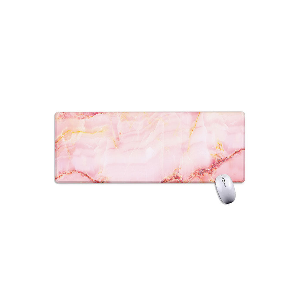 Pink Marble Print Extended Mouse Pad