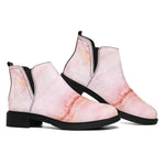 Pink Marble Print Flat Ankle Boots