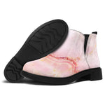Pink Marble Print Flat Ankle Boots