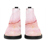 Pink Marble Print Flat Ankle Boots