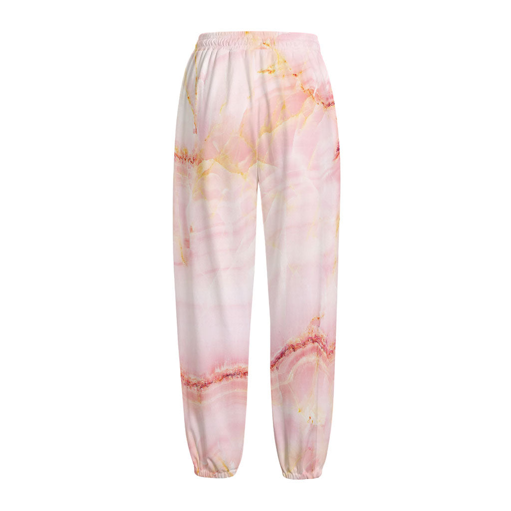 Pink Marble Print Fleece Lined Knit Pants