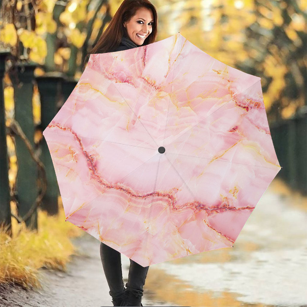 Pink Marble Print Foldable Umbrella