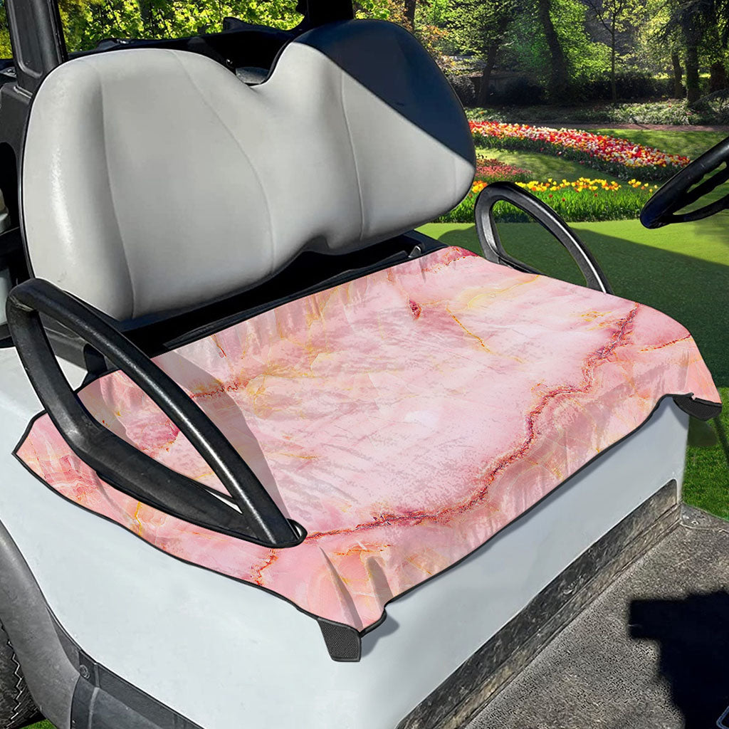 Pink Marble Print Golf Cart Seat Cover