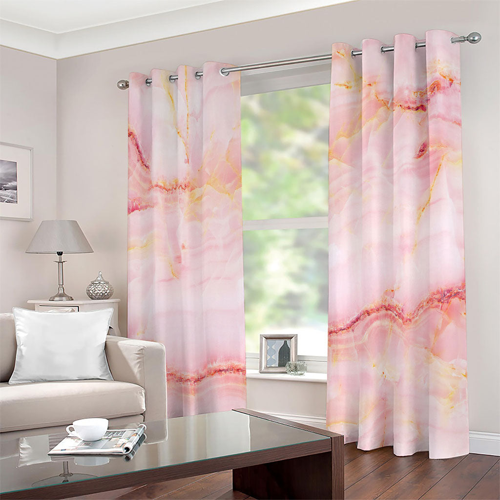 Pink Marble Print Grommet Curtains