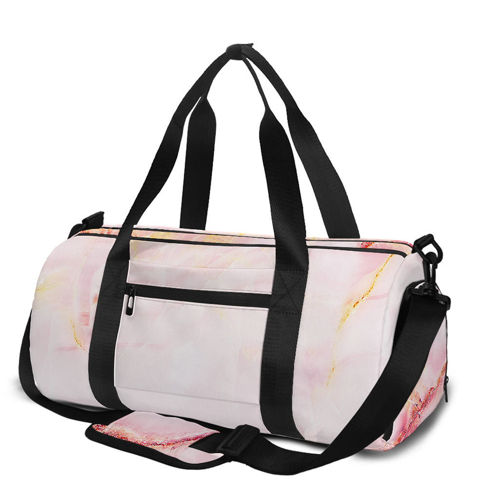 Pink Marble Print Gym Bag