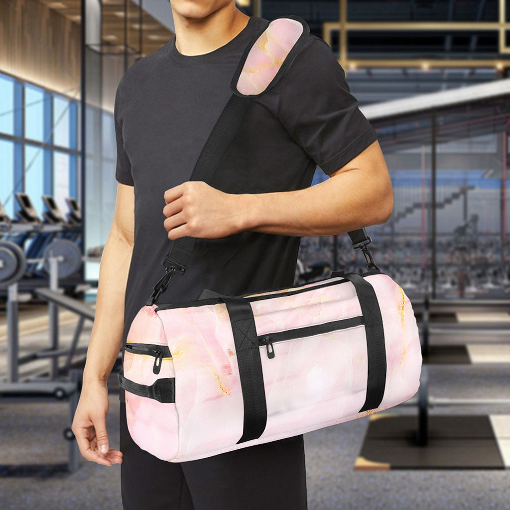 Pink Marble Print Gym Bag