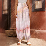 Pink Marble Print Harem Pants