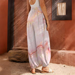Pink Marble Print Harem Pants